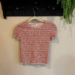 Red and White American Eagle Short Sleeve Top